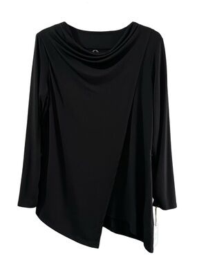 Women's Black Draped Asymmetric Tunic